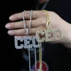 Chaînes Hommes Nom personnalisé Lettre Numéro Collier Pavé 5A Cubique Zincon Femmes Hip Hop Glacé Initial Ceo Tennis Chaîne Bijoux Drop S241x