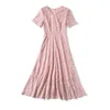 Women Summer Elegant Lace Dress Festa High Quality V-neck Cocktail Party Robe Femme Vintage Designer A-line Vestidos 210529