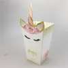 Unicorn Födelsedagsfest Leveranser Popcorn Box Mermaid Candy Cookie Container för baby shower, tema partys gynnar dekoration