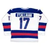 Nikivip Jack O'Callahan 17 Miracle On Ice Team USA Movie Men Hockey Jersey Blue White Stitched S-3XL Vintage