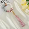 Party Gunst Siliconen Bead Armband Sleutelhanger Anti-verlies Hout Dames Tassel Sleutelhanger Sieraden 9 Stijl T2I52862