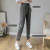 Lace-up Elastic Waist Casual Pants Women's Autumn Korean Style High Loose Thin Irregular Nine 210423