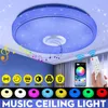 현대 음악 천장 조명 블루투스 스피커 플러시 다운 램프 리모컨 100W 아크릴 화려한 조명 조명