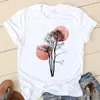 Camiseta para mujer Camisetas de manga corta Camisetas de moda de mujer Ropa de dibujos animados de primavera Planta de acuarela Playa Playa Verano Femenino Tee Gráfico Tshirt