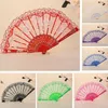 Kant vouwen dance fan ambachtelijke geschenken rozen bloem ontwerp plastic frame zijde hand fans rrb13436