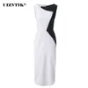 Lato Dres Patchwork Long Party Vestido de Mujer Casual Vintage Slim Office Bodycon Plus Size Odzież 210608