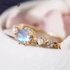 Bröllopsringar Rongxing Charming Round White Pearl Moonstone for Women Yellow Gold Filling Birthstone Engagement Ring Simple Fashion Presents