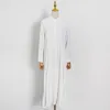 Vestido de camisa branca vintage para mulheres lapela manga comprida cintura alta faixas plissadas maxi vestidos feminino moda 210520