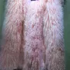 女性の毛皮のファックス2021ファッションの厚い暖かい子羊のジャケットの女性のロングコートピンクのウールの冬のコート