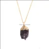 Collane con ciondolo Ciondoli Gioielli Ciondolo Sier Aessories Natural Irregar Shape Gemstone Rose Quartz Healing Crystal Collana Unshaped Amet