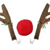 Kerstmis Auto Exterieur Accessoires Sika Deer Antlers Neus Hoorn Kostuum Set Truck Auto Decor Xmas Gift Leuke Voertuig Vakantiefeest Festival Decoratie voor auto's