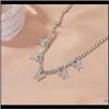Anklets Jewelryanklet Creative Water Drill Little Butterfly Foot Simple and Gentle Style Fashion Beach Jewelry Chain Drop levering 2021 DymbH