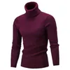 Men's Turtleneck Sweaters Thick Winter Warm High Neck Sweater Mens Sweaters Solid Color Slims Pullover Men Knitwear Male Sweater 211221