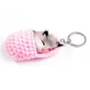 Keychains Cute Sleeping Mouse Pompom For Women Girls Handmade Woven Shoes Faux Fur Kitten Key Chains Fluffy Car Rings Miri22