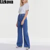 Lizkova Spring Blue Jeans Kvinnor Hög midja Övergripande Denim Mujer Pantalones Fashion Wide Leg Koreanska Stilbyxor 210715