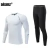 Aismz Winter Thermal Underwear Sets Men & Baby Children Rashguard Men's Compression Quick Drying Thermo Lingerie Long Johns 211110