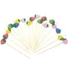 100pc Flamingo Bamboo Pick Buffet Pineapple Cactus leaves Cupcake Fruit Fork Dessert Salad Stick Cocktail Skewer for Party Decor 211105