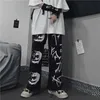 QWEEK Japanese Anime Print Drukuj Vintage Streetwear Oversize Szeroki Spodnie nóg Jogging Casual Spodnie Kobieta Mall Goth 210915