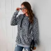 Lampart Faux Fur Bluzy Kobiety Kieszenie Ciepłe Jesień Zima Bluza Casual Z Kapturem Pluszowe Pullow Pull Liny Slim Tops Kobieta 210507