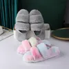 Youdiao Women Slippers Faux Fur Fluffy Summer Winter Warm Plush Gray Color Non-slip Fuzzy Cozy Bedroom Home Furry Slippers Y1120