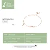 bamoer Love Key Heart Silver Anklets Women Rose Gold Color Chain Bracelets for Leg Foot Jewelry Femme Accessories BST001