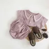 0-2yrs bebê meninos conjuntos de roupas de verão roupas xadrez tee e abóbora curto outfit 210429