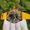 Fashion High Quality men Watch Wristwatches 44mm Speed Stainless Natural rubber strap Yellow Dial VK Quartz Chronograph Working Mens Watches