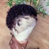 Nyafrikansk curl peruk kort hår för kvinna svart shaggy afro 25cm