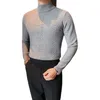 Men's Sweaters High Quality Casual Sweater Autumn Winter Long Sleeve Mock Neck Slim Fit Knitted Solid Color Warm Pullovers Homme