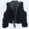 MENINA BONITA Real Fur Coat Vest Winter Jacket Women Natural Fur Genuine Leather Outerwear Detachable Streetwear Locomotive 211110