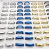 Commercio all'ingrosso 100pcs / Lot Anelli a fascia in acciaio inossidabile Larghezza 6mm Rotondo Moda Gioielli Fedi nuziali Festa Coppia Regalo Argento Oro Nero Blu Multicolor