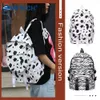 Preppy Style Women Fashion Canvas Cow Zebra Pattern Printing Backpack Students Schoolbag Handbags Large Capacity Knapsacks Y0804