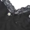 Kadın Kalem Elbise Çiçek Nakış Baskı Yaz Derin V Yaka Sling Kolsuz Yan Bölünmüş Dantel Trim Perspektif Sundress 210522