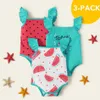 Chegada Verão 3 peças Bebê Melancia Bodysuits Bodysuits Sets Roupas Macacões 210528