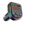 F5 Dual USB Car Charger Bluetooth 5.0 FM Transmitter RGB Atmosphere LED Light Car Charging Kit MP3 Player Wireless Handsfree Audio Receiver with Retail Box MQ100