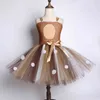 Brun cerf filles Tutu robe Halloween Costume de noël enfants es pour fête d'anniversaire enfants vêtements 210429