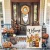 Fall Pumpkins Garden Flag Autumn Welcome Buffalo Check Thanksgiving Yard Flags Farmhouse Double Sided Lattice Vertical Outdoor Decor Free DHL HH21-637