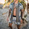 Herr-T-shirts 2021 Hawaiian Print Kortärmad Skjorta Set Beach Coconut Shorts Herr Daily Two-piece S-3XL