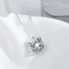 High Quality Solitaire 1 Ct 6MM White Zircon Chokers Necklaces 925 Silver Chain Simple Pendant Necklace Women Gift Jewelry