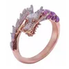 5pcs Exquisite Rose Gold Fashion Unique Chinese Dragon Rings Gift Engagement Party Wedding Jewelry Gift Ring Size 6-10 G-43