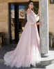 Arabski Różowy Vintage Fancy Princess Prom Dresses Off Ramię Buffy Rękawy 2021 Najnowsze Formalne Suknie Wieczorowe Pagewne Suknie Plus Rozmiar