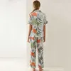 Lisacmvpnel Summer Printing Pyjamas Femme Costume de soie Pantalon à manches courtes Lâche High Archives Vêtements de nuit 210622