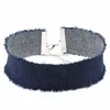 Gothic Width Denim Choker Necklace Collar Sexy Women Necklet Fashion Jewelry Will and Sandy