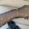 Black Hollow Long Gloves Elastic Mesh Matss Summer Fashion Net Gloves Sexy Crystal Glove voor nachtclub