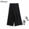 Klkxmyt women pants vintage high waist fashion folds loose straight calf-length Pants mujer pantalon femme trousers 210527