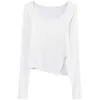 Womengaga Sexig tight Square Neck Långärmad T-shirt Slim Stretch Bottom Sommar Toppar Lace Kvinnor Midja Split Tees S8NL 210603