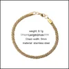 Link, Bracelets Jewelrylink, Chain 316L Stainless Steel Fashion Fine Jewelry Hip-Hop 5Mm Round Spiral Twist Geometric Titanium Beaded Bracel