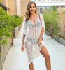 Mode Casual Hollow-out Loose Solid Women Beach Bikini Cover Up Top Swim Short Wrap Sarong Beachwear Sun Klänning Sommarkläder 210525