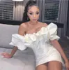 Seksowne białe czarne bez ramiączek ruffled damskie letnie moda sukienka projektant elegancka party vestido 210525