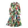 Kobiety Moda Drukuj Elegancka Wiosna Z Długim Rękawem Vintage Dresy Line Odzież Odzież Harajuku Vestidos R895 210527